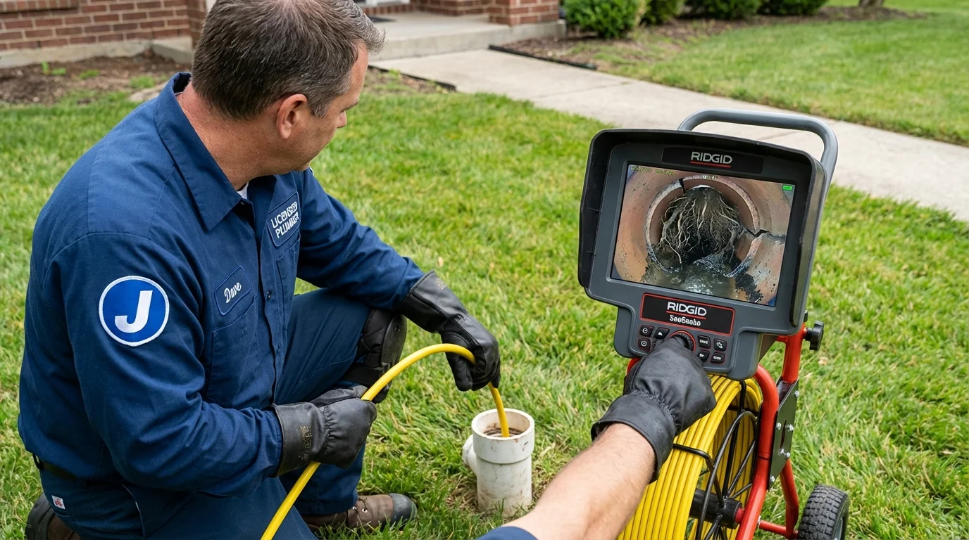 Sewer camera inspection being performed by Johns Plumbing LLC in Milroy