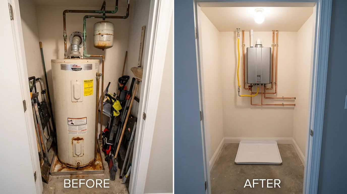 Tank water heater versus wall-mounted tankless unit comparison for Milroy, PA homeowners